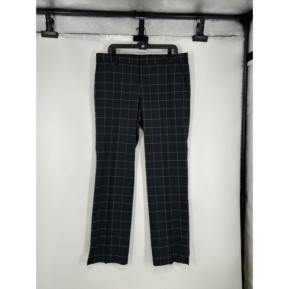 Nike Golf Pants Mens 36x32 Black Checkered Plaid Green Dri Fit Tour Performance